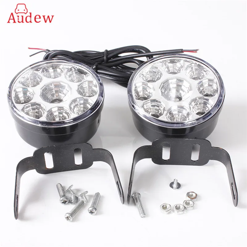 

2Pcs White 12V 4.5W 9 LED DRL Round Daytime Running Light Car Tail Fog Day Driving Lamp for Truck Van SUV ATV Motorcycle Bike