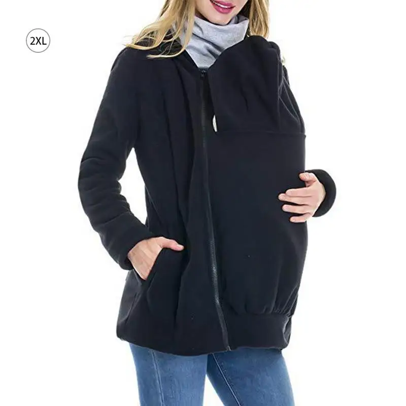 Мамы зимняя одежда С Карманами Кенгуру утолщенной слингоношения беременности модные толстовки для беременных женщин переноска для детей куртка Верхняя одежда с капюшоном