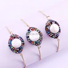 8 шт. талисманы красочные кристалл горного хрусталя проложили натуральный жемчужины с креплениями браслеты новинки для женщин модные украшения