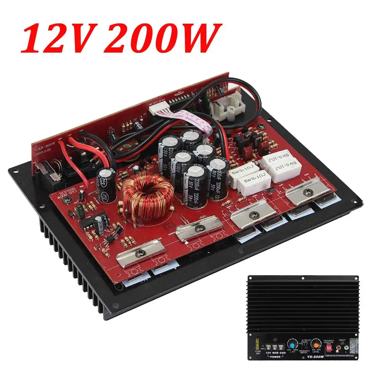 Coche Auto Audio de alta fidelidad Subwoofer de alta potencia de 200 W 12 V Subwoofer tablero amplificador Amp Mb Coche Auto Audio de alta fidelidad Subwoofer de alta potencia de 200 W 12 V Subwoofer tablero amplificador Amp Mb