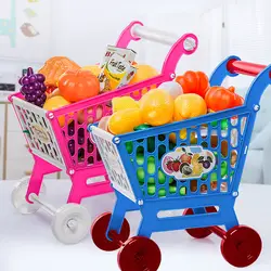 Реальной жизни детский супермаркет корзину Тележки домашняя игрушки с фрукты и овощи Play игрушки розовый/голубой цвет