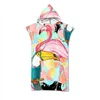 Serviette de bain en microfibre pour hommes et femmes, Poncho pour adultes, serviette de bain à capuche flamant rose et perroquet imprimé, pour la plage, pour peignoir ► Photo 2/6