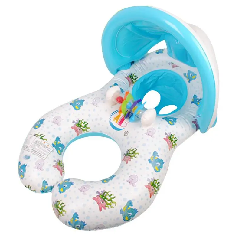 

Swimming Pool Baby Swim Seat Float Inflatable Swimming Circle Mother And Baby Sunshade Swim Float Circle Ring With Sunshade