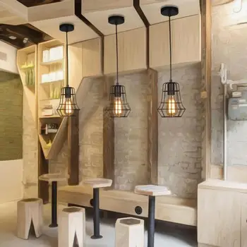 

E27 Retro Industrial Pendant Wrought Iron Light Bar Coffee Shop Chandelier Indoor Hanging Lamp