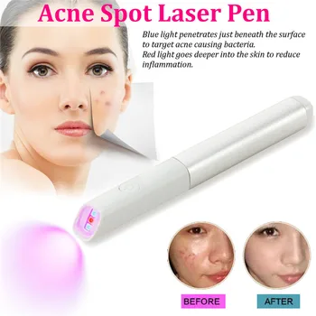 

Personal Blue Red Light Therapy Acne Spot Treatment Laser Pen Scar Wrinkle Removal Device Facial Skin Cleansing Care Appliance