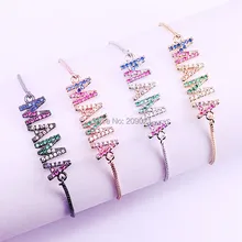 10 шт. модные ювелирные изделия смешанные цвета микро проложенные Многоцветный cz мама буквы разъем браслет подарок для мамы