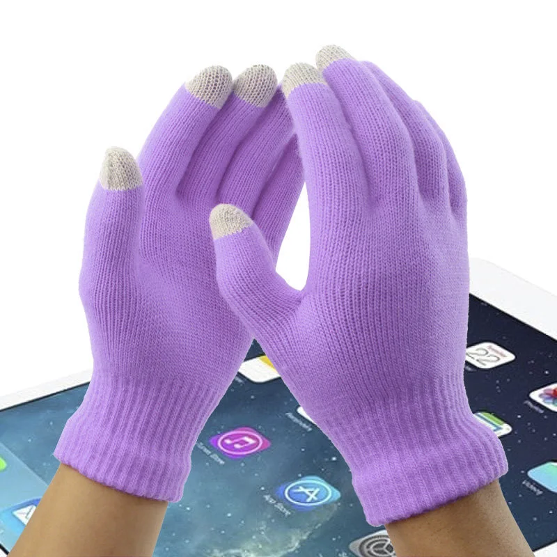 Перчатки зимние Сенсорный Экран Текстовые сообщения открытый емкостный смартфон сенсорный унисекс перчатки Мужские Женские варежки вязаные полный палец