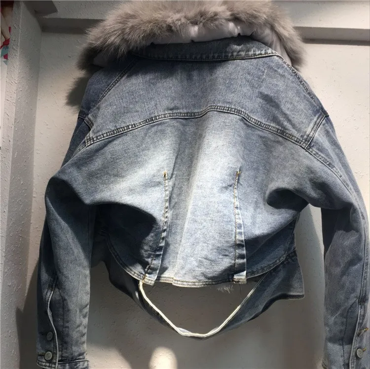 Manches Femmes Veste Nouvelle Ligne Manteau 2018 Fur Lâche Denim Black Blue Parka Jeans Lapin De Real Longues Fourrure Femelle Avec real Réel À OwEqPdq