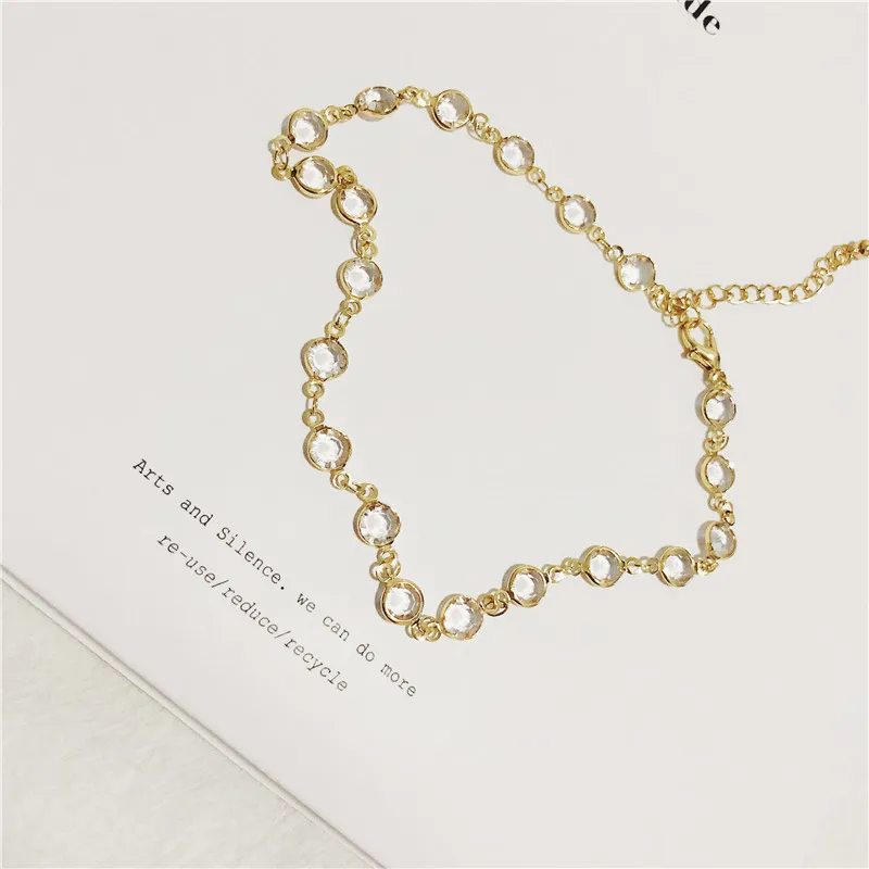 

2019 new design brand transparent bead chain simple short necklace for women
