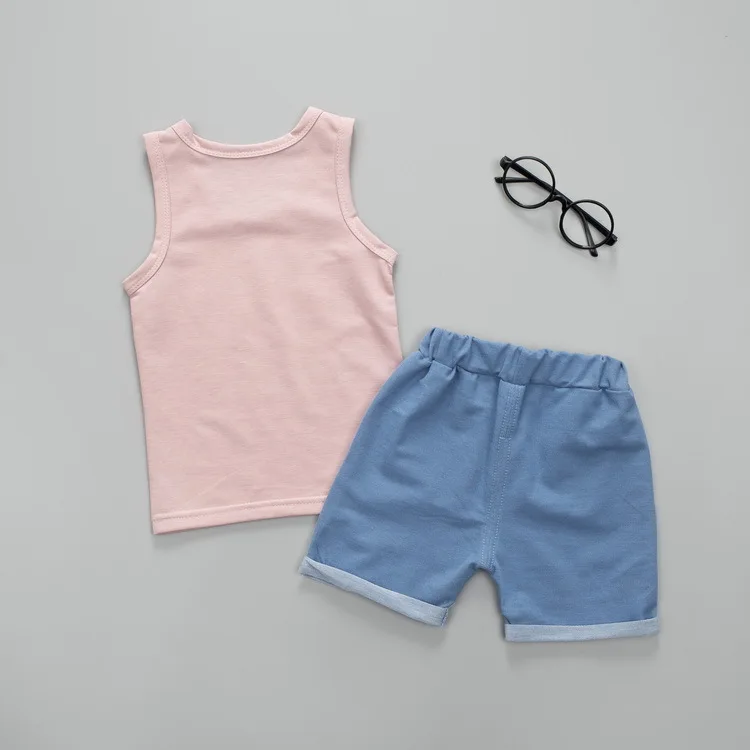 Fashion Children Baby Boys Girls Summer Cotton Clothes Cartoon Vest Printing Shorts 2pcs/Sets Toddler Clothing Kids Tracksuits