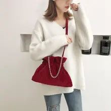 Ретро новая женская сумка через плечо из вельвета с цепочкой Женская сумка через плечо сумки-мессенджеры на шнурке