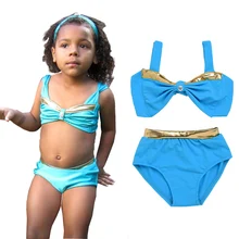Бикини с завязками из двух предметов для маленьких девочек, купальный костюм для маленьких девочек, купальный костюм, купальный костюм, бикини