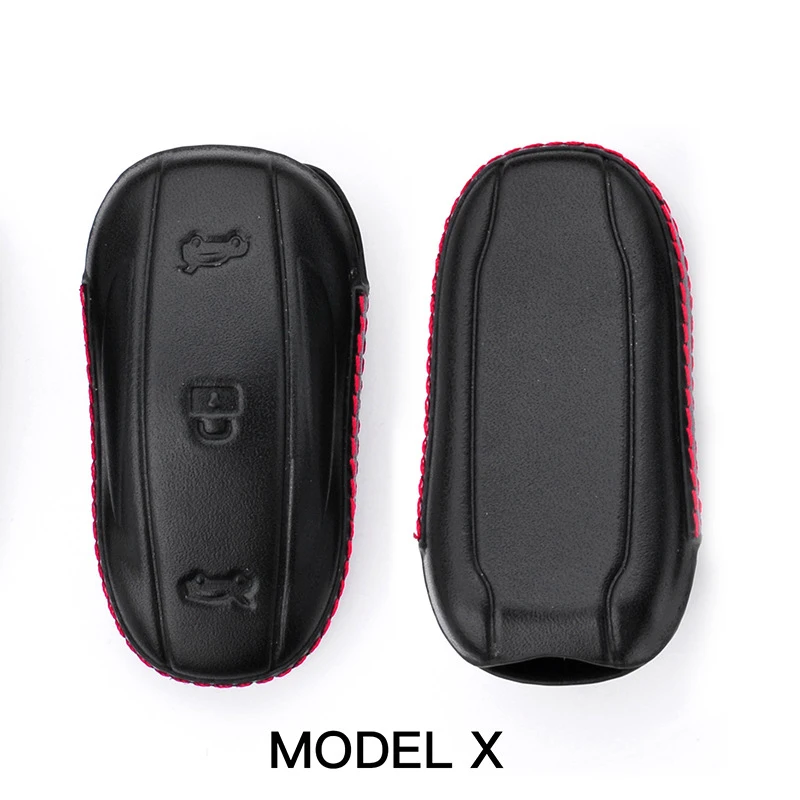 

Car Black Genuine Leather Remote Key Bag Case Holder For Tesla Model X
