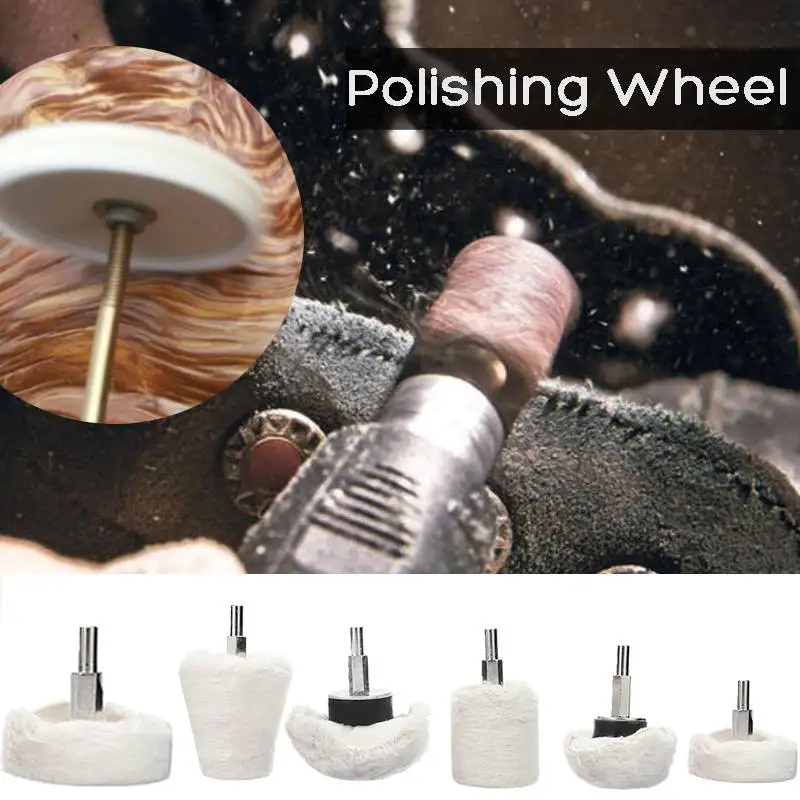 

6Pcs/set Abrasive Polishing Wheel Polishing Tools Wool Felt Metal Surface Buffing Pad Mop Wheel Kit Cloth Cotton Buffing Wheel