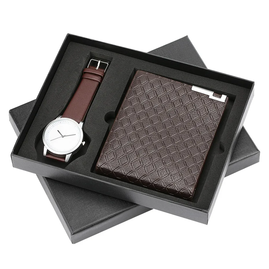 

Watches Men Wallet Gift Set for Male Minimalist Wristwatch Leather Strap reloj masculino Mens Watch Purse Birthday Gifts Father