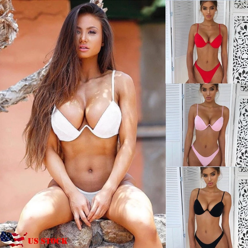 

Women Push-up Padded Bra Bandage Bikini Set Swimsuit Triangle Swimwear Bathing