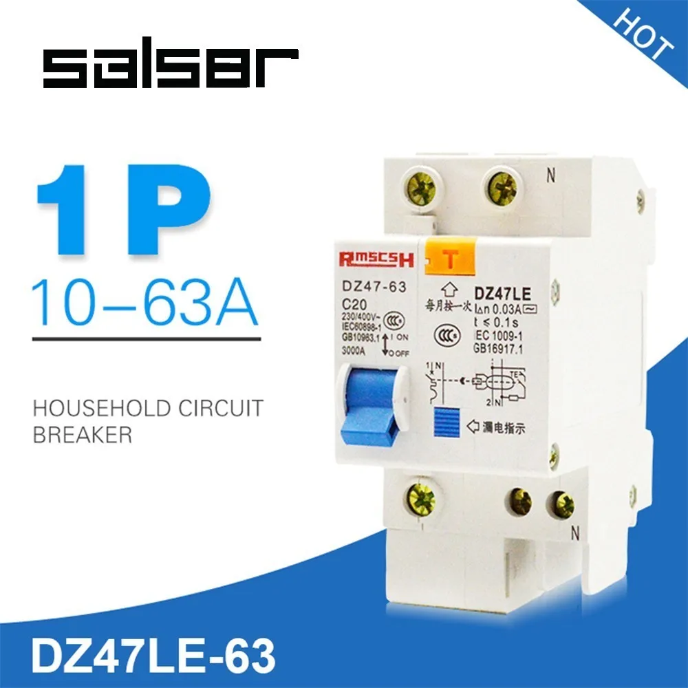 

DZ47LE-63 1P+N Mini Circuit Breaker Small-sized Electric Leakage Protect air Cutout Breaker Switch Chopper MCB C20
