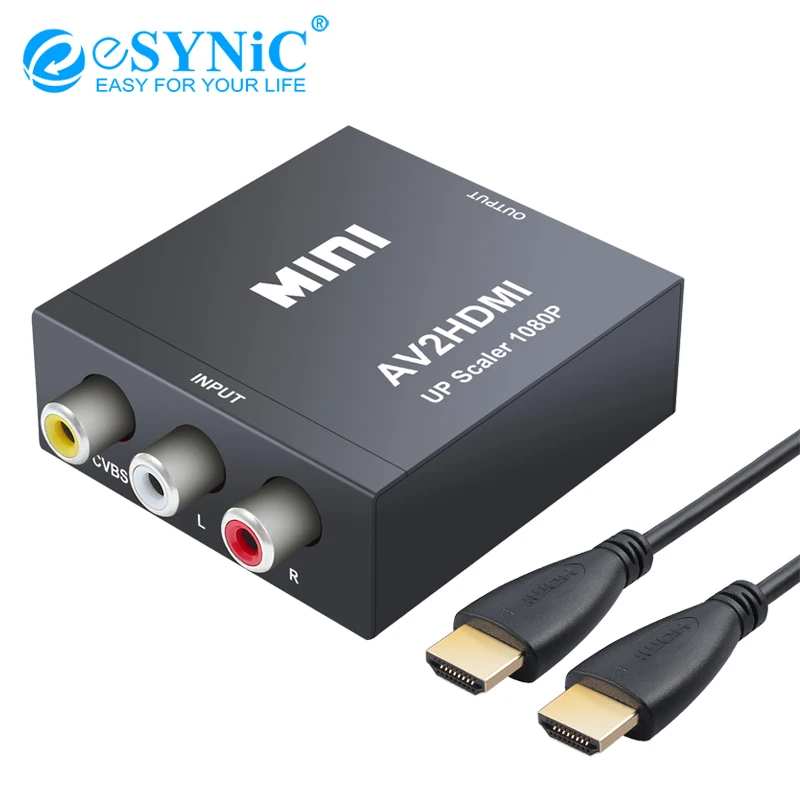 

eSYNiC Alloy 1080P Composite CVBS AV to HDMI Converter RCA to HDMI Adapter AV TO HDMI Converter Adapter For HDTV With HDMI Cable