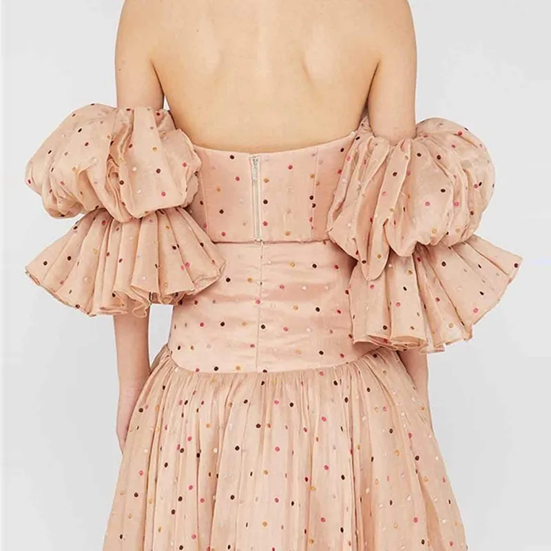 Skup TWOTWINSTYLE Polka Dot Off ramię kobiety płaszcz bez ramiączek bufiaste rękawy seksowne topy kobieta lato 2019 modna odzież nowy