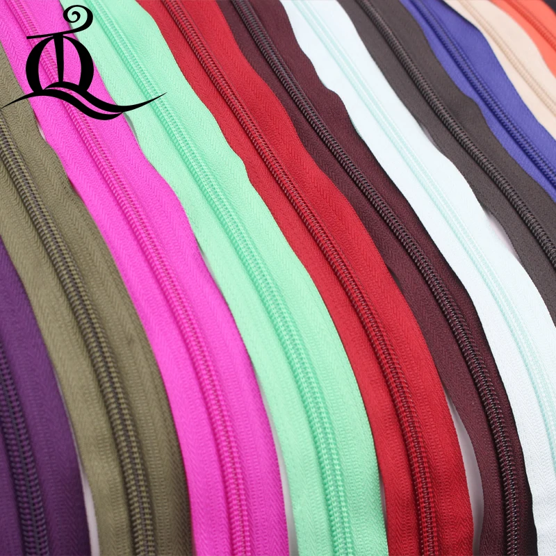 

10 yards 5# Nylon Coil Beautiful Zippers for DIY bag etc Tailor Sewer Craft Retail sewing tools,gift mix color 10 zipper puller