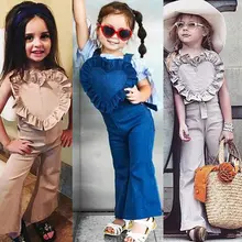 Детский комбинезон принцессы для девочек; брюки-клёш; комбинезон с расклешенными рукавами; комбинезоны; детская одежда; 1-6Y