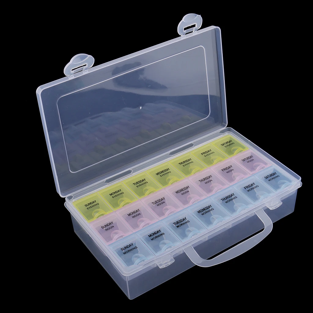 

21 Compartments Medicine Organizer Box 7-day Morining/Noon/Evening Case for Pills Tablets Vitamins
