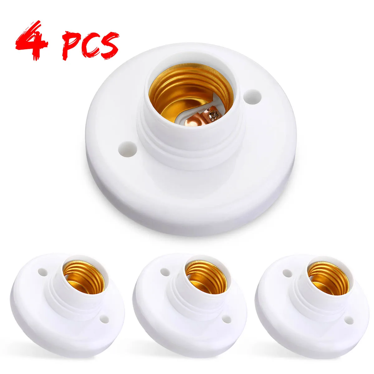 4pcs E27 ES Screw Fixing Base Cap Round Plastic Light Bulb Lamp Socket