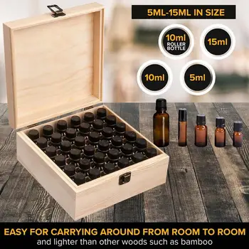 

2019 High Quality Natural Wooden Essential Oil Packaging Storage Box 36 Compartment Organizing Box