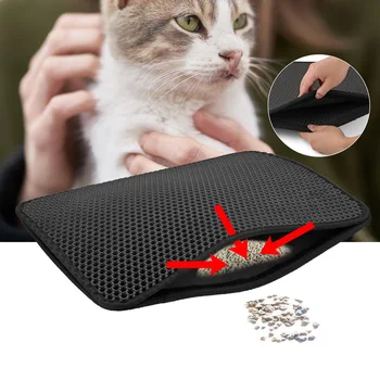 

Double Layer Pets Cat Litter Mats Folding Cat Litter Trapper Mat Waterproof EVA Foam Trash Pad Bottom Non-slip Protect Floor