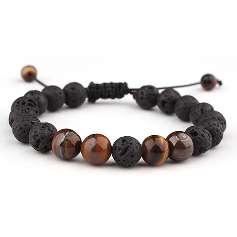 

Adjustable 8mm Tigers eye lava stone bracelet Perfume Essential Oil Diffuser Beads Bracelet For Men Women