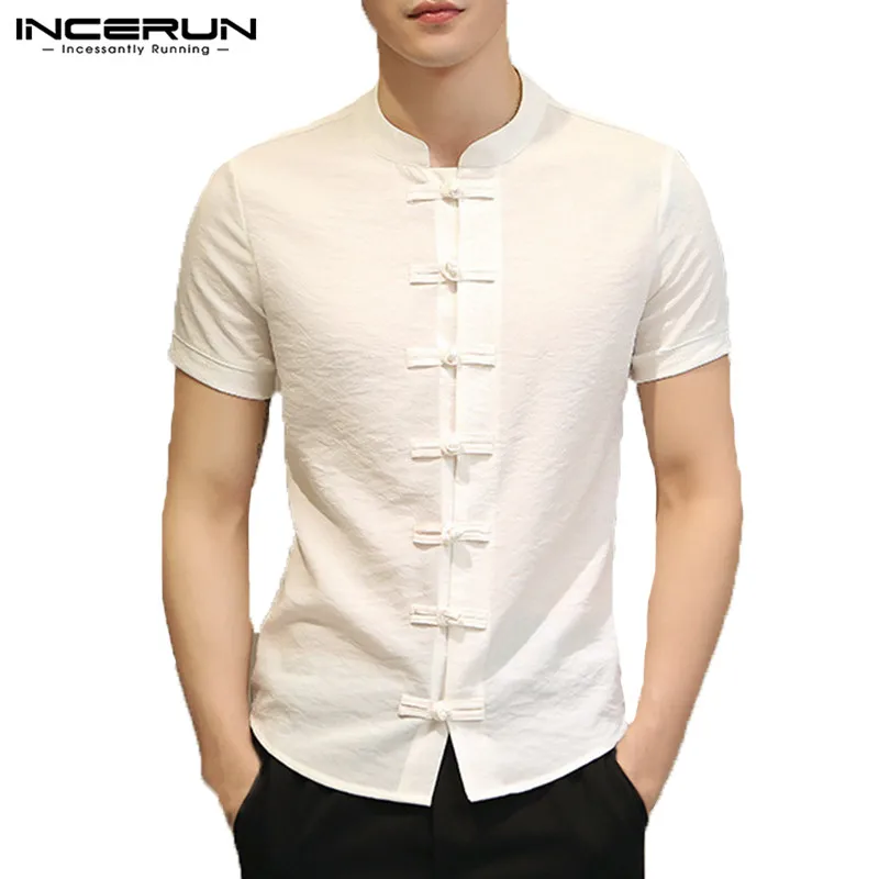 Простые рубашки мужские платья китайская мода Мужская одежда летняя футболка Топы платье короткий рукав тонкий крой кнопка вниз Женская сорочка