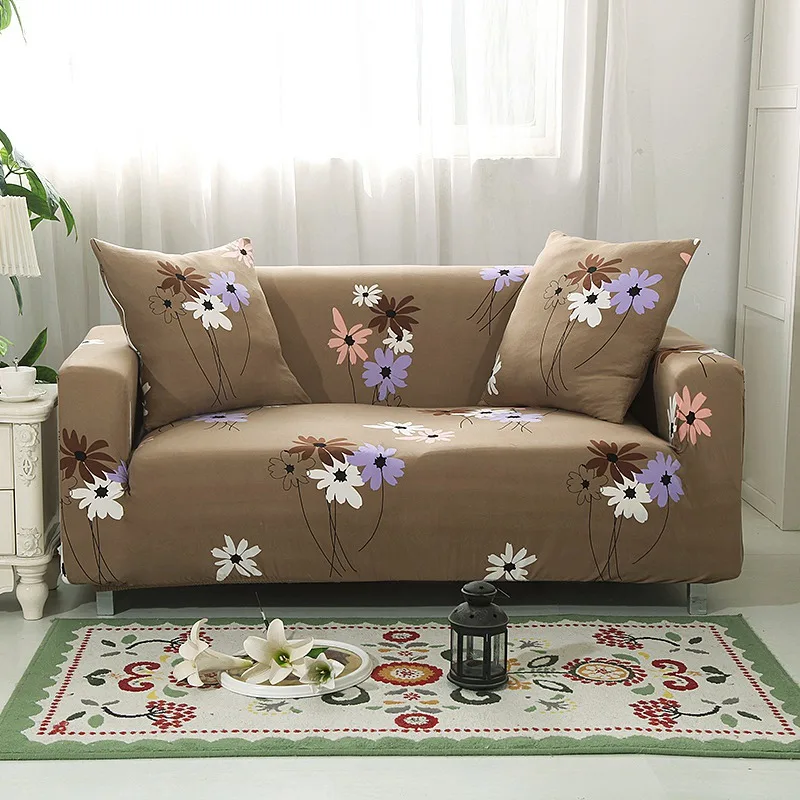 Buy Brown Couch Sofa Cover daisy flower print pastoral