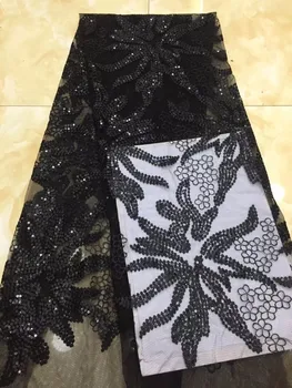 

African Sequins Lace Fabric 2019 High Quality Lace Material Bridal French sequins Lace Fabric Nigerian Tulle Mesh Lace Fabrics