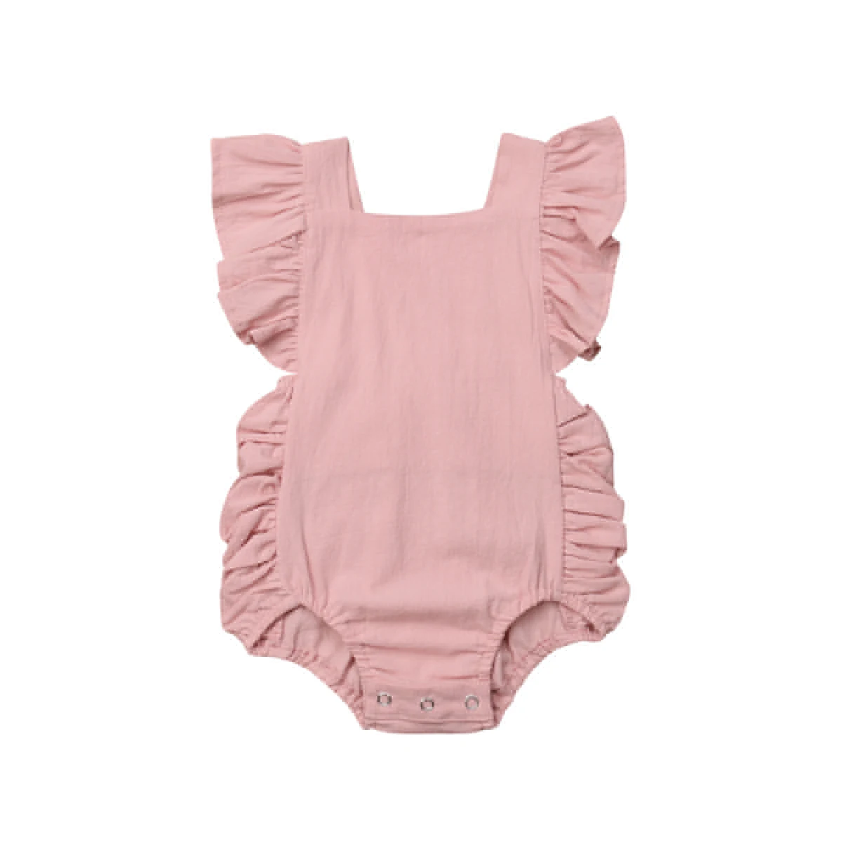Summer Newborn Baby Girl Ruffle Sleeveless Cute Solid Jumpsuit - Image 2