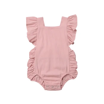 Alternative view of Summer Newborn Baby Girl Ruffle Sleeveless Cute Solid Jumpsuit