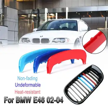 

3 Colors Plastic Front Center Grille Cover Trim Racing Grille Fits For BMW E46 2002-2004 Grill Cover Stripe Clip