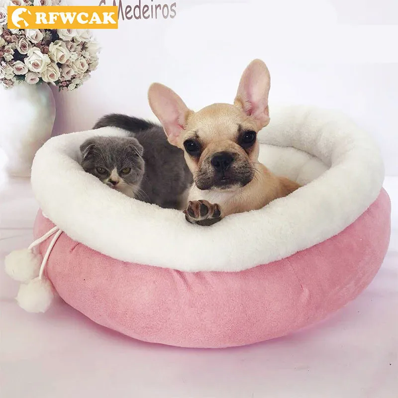 RFWCAK зимний теплый кошачий питомец кровать в пещере домашний коврик для кошек