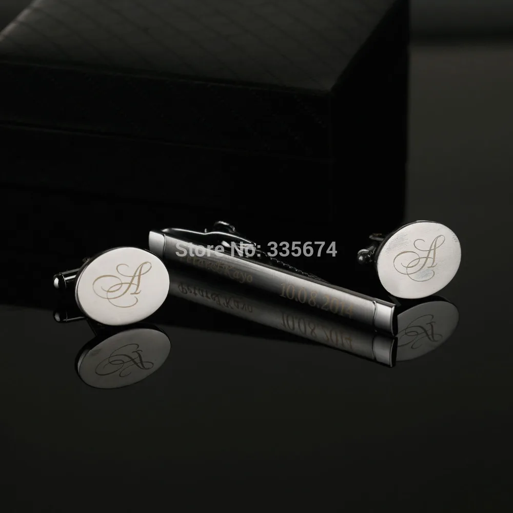 CT-019B High Quality Personalized Silver Men's tie Clips Cufflinks Tie Clips Sets Free Shipping Men Dress Wedding Cufflink photo