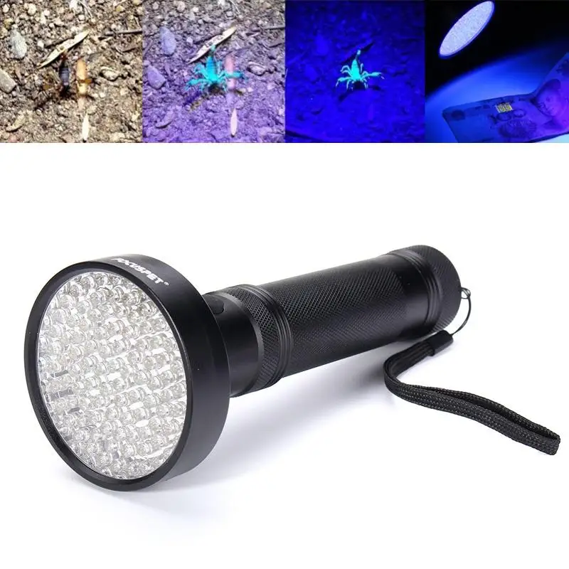 

100 LED UV Flashlight Torch Light Ultras Violet Light Blacklight UV Lamp AA Battery Mini Torch For Marker Checkers Detection