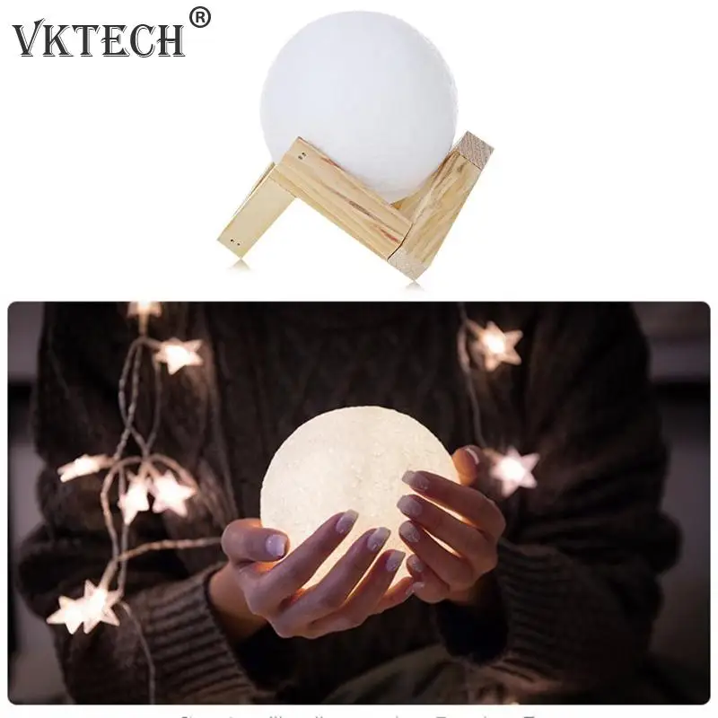 Best 3D Print Moon Lamp Multicolor Change Touch Switch Bedroom Bookcase Night Light Home Room Decoration Ornaments