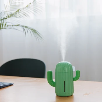 

340ml USB Mini Air Humidifier Cactus Ultrasonic Timing Portable Purifier Home