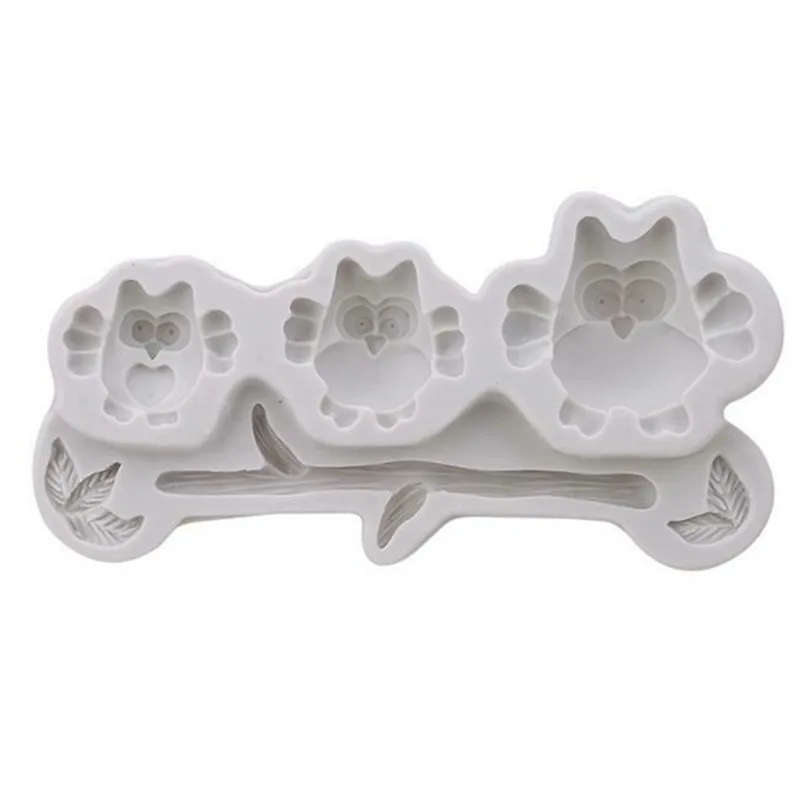 Owl Shape DIY Silicone Chocolate Pink Ice Mold Sugercraft Cake Topper H