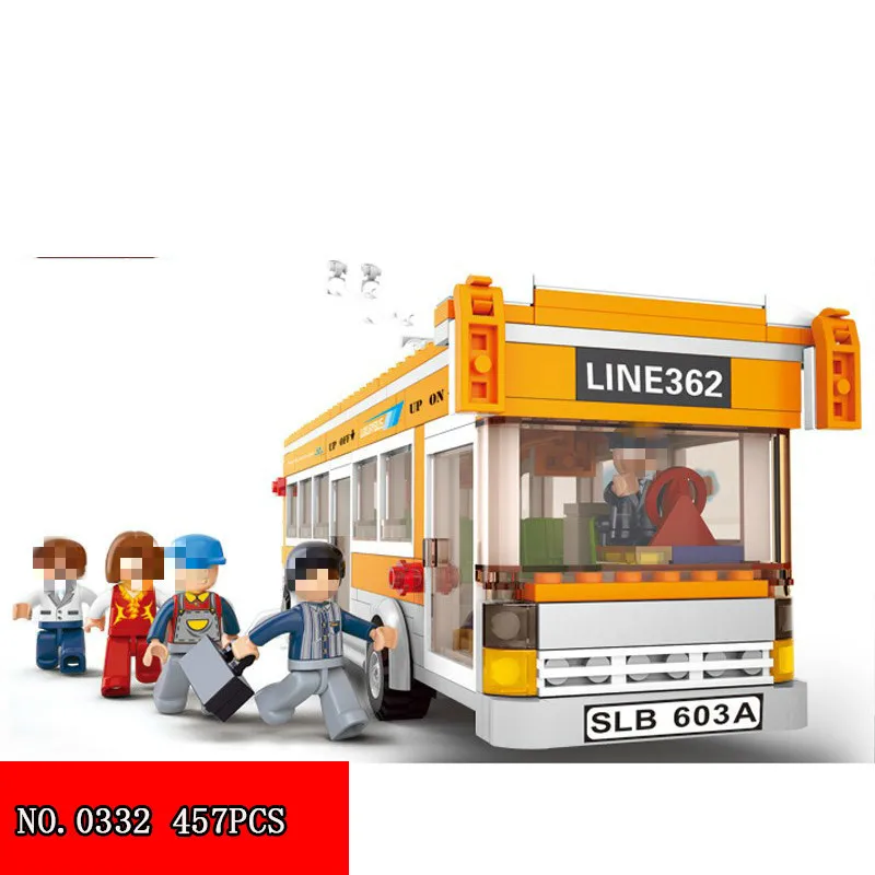 

457pcs New Plastic Building Blocks City Bus Series 0332 Tram Bus Children Toys Alpinia Oxyphylla Assembling Toys Block