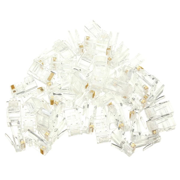 50PCS RJ45 RJ-45 CAT6 Modular Cable Head Plug Ethernet Gold Plated Network Connector Gold Plated Leads Higher Signal