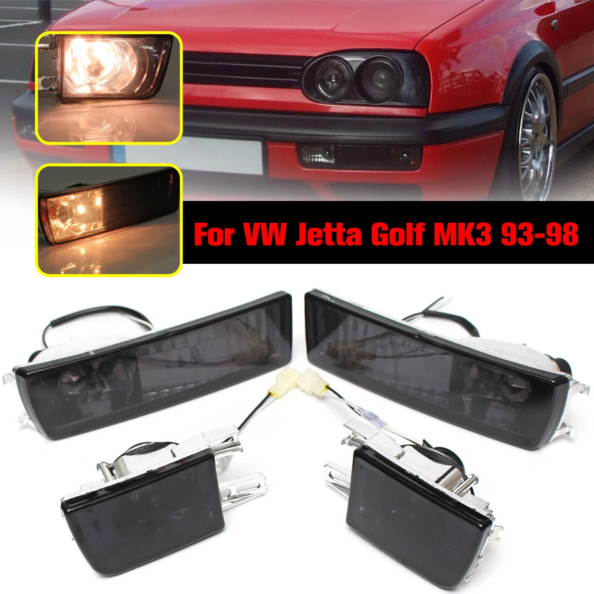

12V 21W Front Bumper Smoke Lens Fog Light Turn Signal Light Lamp For VW Golf Jetta Mk3 1993 1994 1995 1996 1997 1998