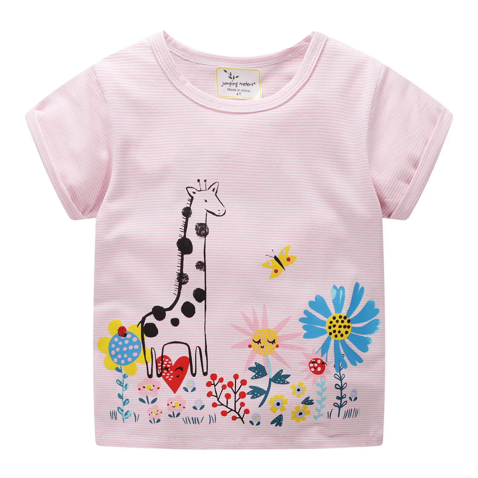 

2019 summer T-Shirts For Girls Fashion cute O-Neck kids sprots tops Regular 2019 summer children t shirts lovely pink clothes