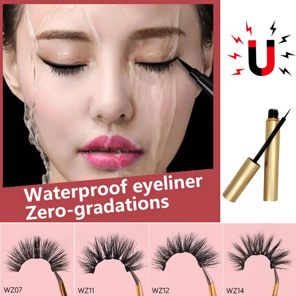 Magnetic Liquid Eyeliner With A Three-magnetic 1 pair False Eyelashes Waterproof Natural