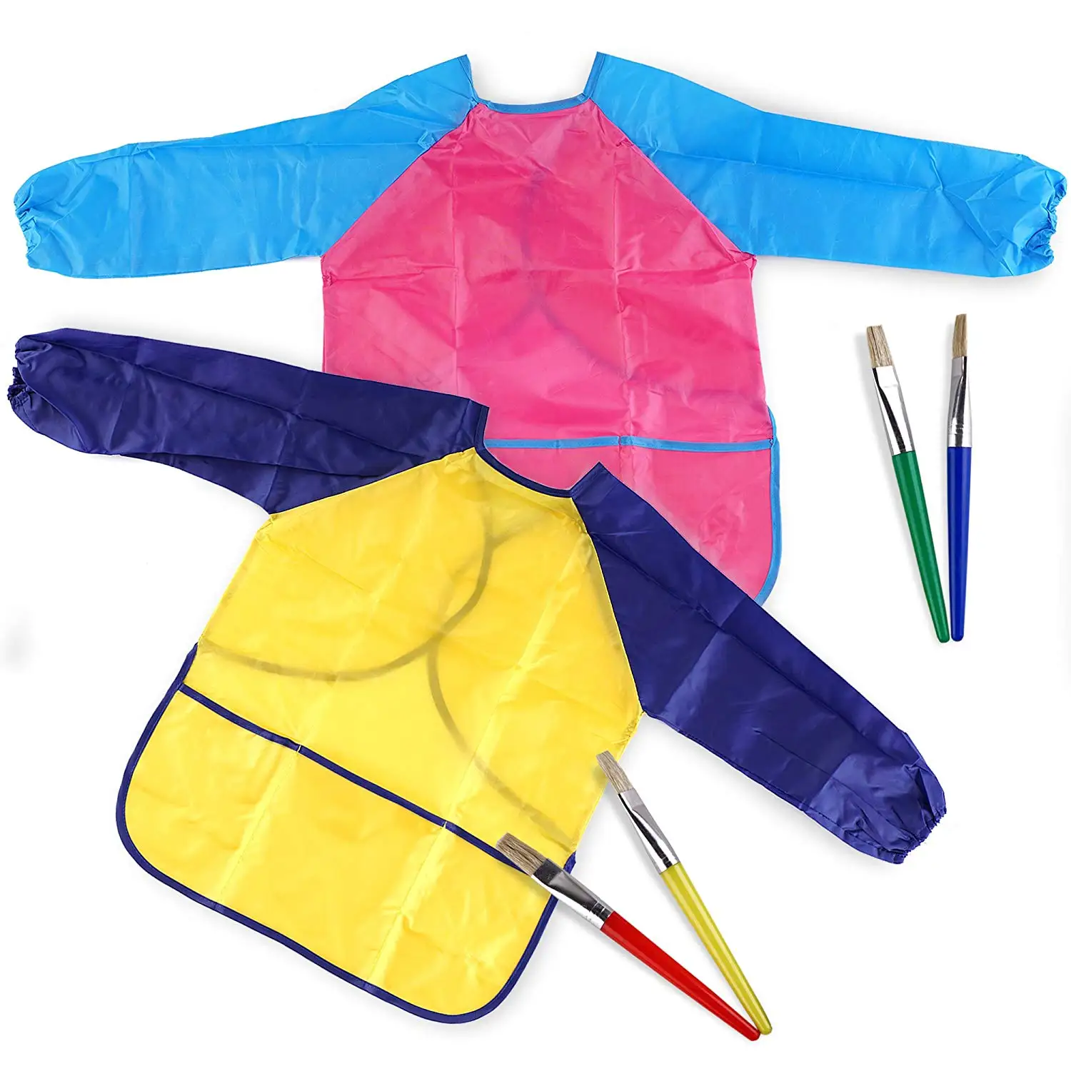 

Set of 2x Children's Apron of colors for Painting that include 4 brushes Perfect for children Creative activities of 3 years o