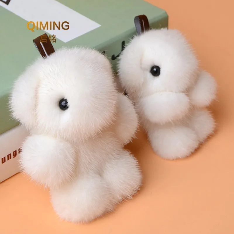 

New 100% Mink Bear Plush Pendant Bag Backpack Women Accessories Fur Ornaments Anime Cute Boy Girl And Gift