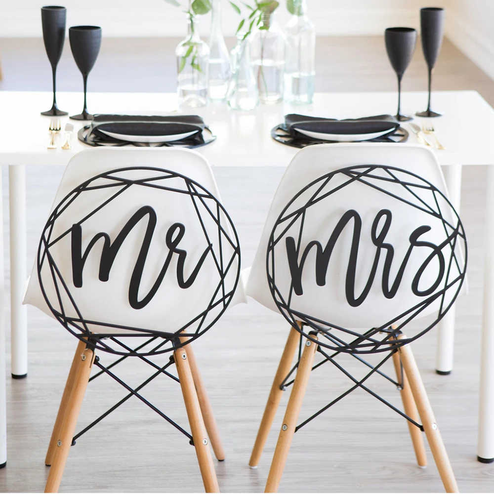 

Mr&Mrs Wooden Chair Banner Sign Set for Rustic Wedding Engagement Chair Decorations Favors Party Supplies Photography Prop
